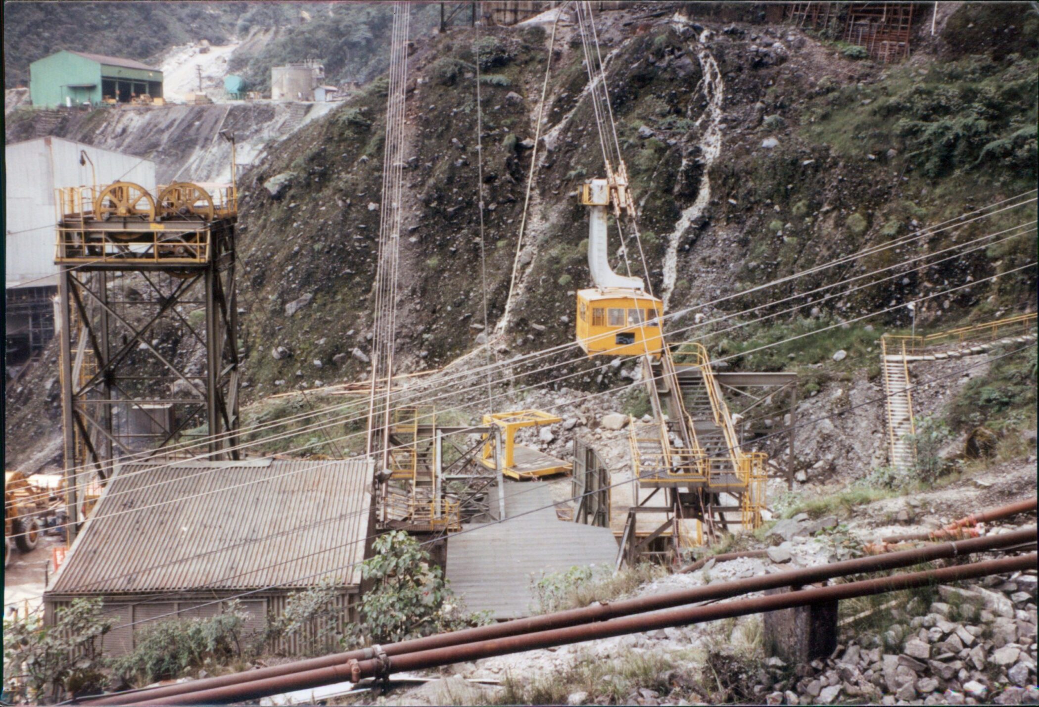 Cable cars going down a mountain