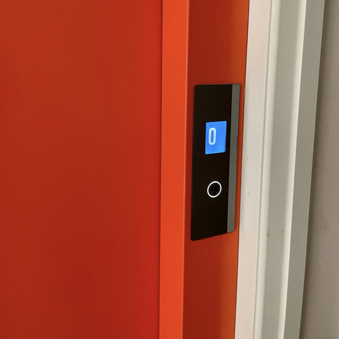 A button on a home lift